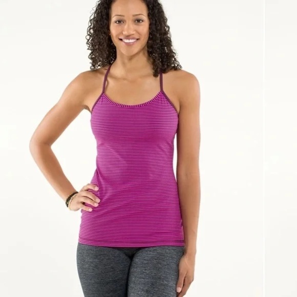 Lululemon Striped Pink Power Y Tank Women's Top racer back XL - Picture 6 of 8